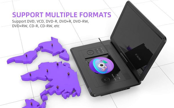 17.5" Portable DVD Player with 15.6" Large HD Screen, 6 Hours Rechargeable Battery, Support USB/SD Card/Sync TV and Multiple Disc Formats, High Volume Speaker,Black - Image 4