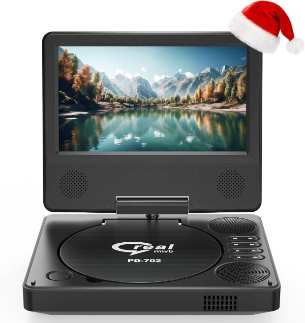 9.5" Portable DVD Player with 7.5" Swivel Display Screen, 5-Hour Built-in Rechargeable Battery, Car DVD Player,Supports SD Card/USB/CD/DVD and Multiple Disc Formats, High Volume Speaker,Black……