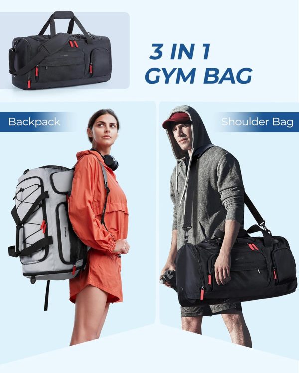 Gym Bag for Women & Men, 35L Sports Travel Duffel Bag with Shoe Laptop Compartment，Anti-Theft Carry On Weekend Bag for Airplane,Workout Overnight Backpack for Travel,Black - Image 2