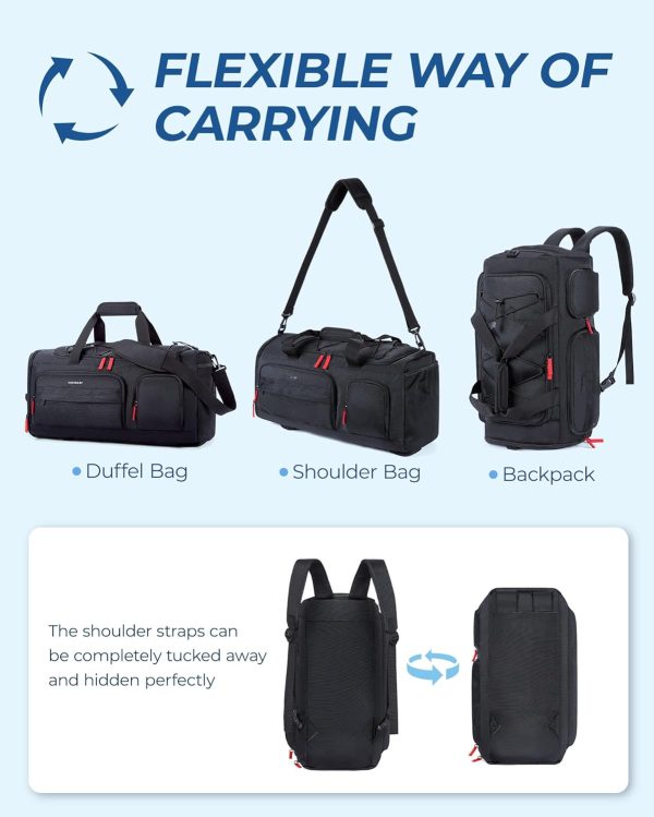 Gym Bag for Women & Men, 35L Sports Travel Duffel Bag with Shoe Laptop Compartment，Anti-Theft Carry On Weekend Bag for Airplane,Workout Overnight Backpack for Travel,Black - Image 6