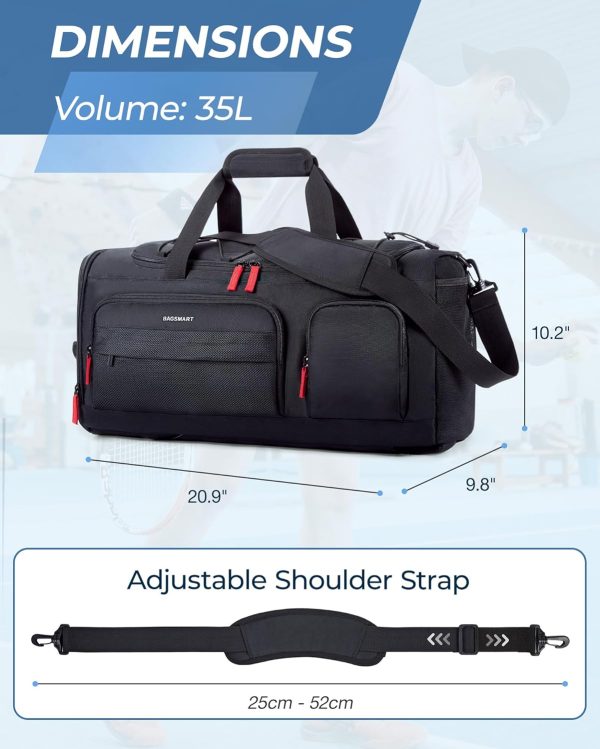 Gym Bag for Women & Men, 35L Sports Travel Duffel Bag with Shoe Laptop Compartment，Anti-Theft Carry On Weekend Bag for Airplane,Workout Overnight Backpack for Travel,Black - Image 7