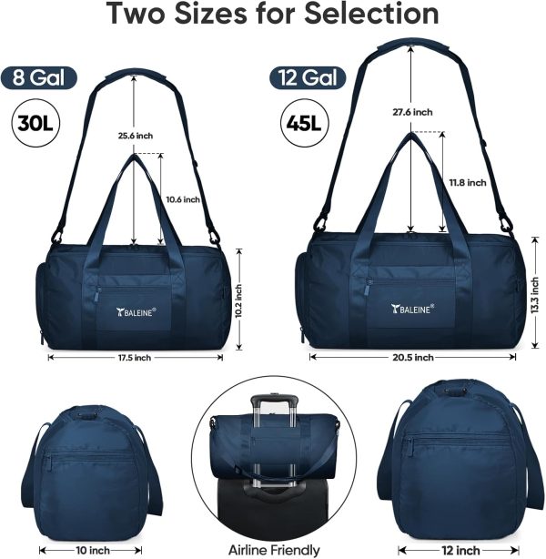 Gym Bag for Women and Men, Small Duffel Bag for Sports, Gyms and Weekend Getaway, Waterproof Dufflebag with Shoe and Wet Clothes Compartments, Lightweight Carryon Gymbag (Blue) - Image 4