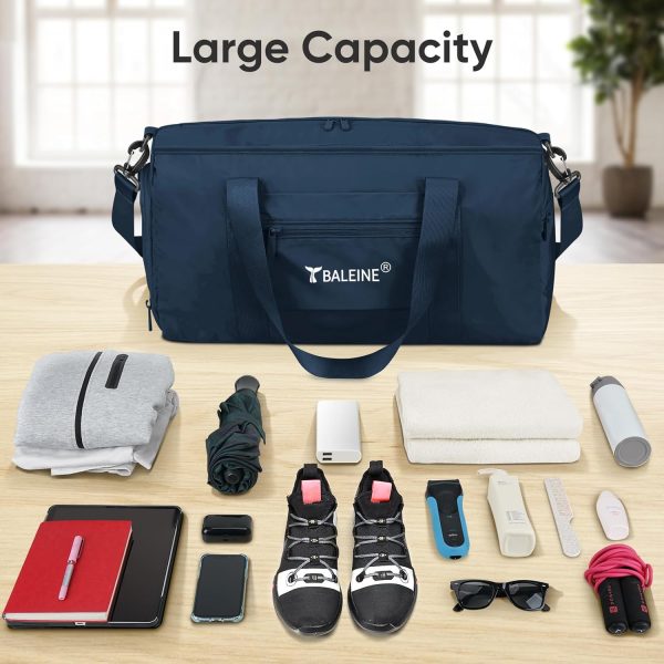 Gym Bag for Women and Men, Small Duffel Bag for Sports, Gyms and Weekend Getaway, Waterproof Dufflebag with Shoe and Wet Clothes Compartments, Lightweight Carryon Gymbag (Blue) - Image 5