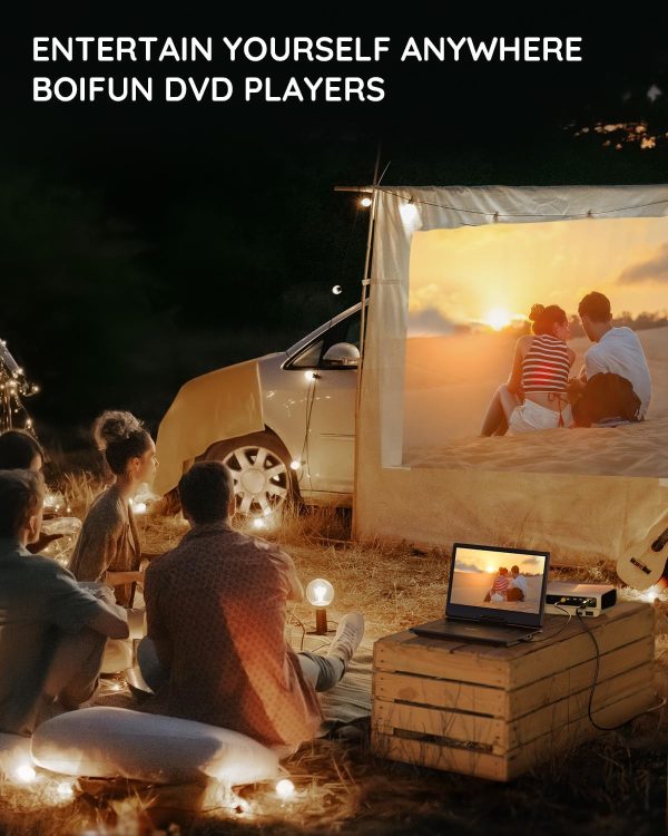 BOIFUN 15.7" Portable DVD Player with 14.1" Large HD Screen, 6 Hours Rechargeable Battery, Support Sync TV, USB, SD Card and Multiple Disc Formats, Dual Speaker, Rich Matte Black - Image 3