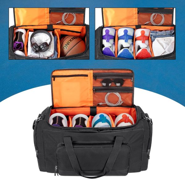 Sneaker Bag for 4 Pairs of US Size 14 Men's Shoes, Shoe Duffel Bag with 3 Adjustable Dividers, Sneak Travel Bag with Shoulder Straps for Comfort Carrying… - Image 3