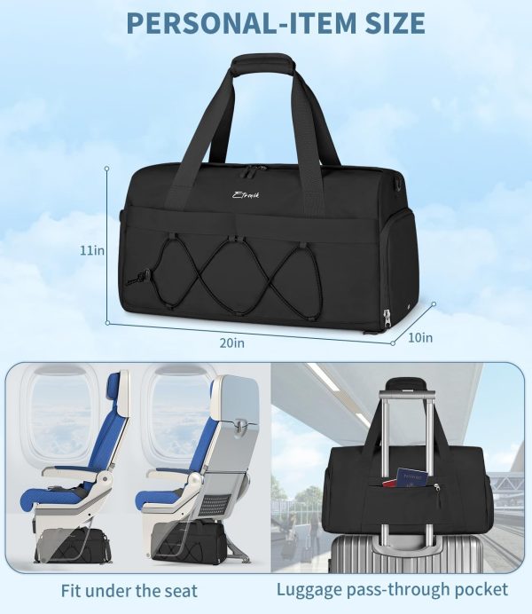 Gym Bag for Women, Travel Duffle Bag with Shoe Compartment & Wet Pocket, Carry On Weekender Overnight Tote Bag for Women Men, Travel, Workout, Yoga, Swimming, Black - Image 5