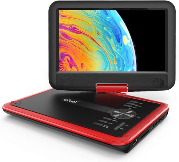 ieGeek 11.5" Portable DVD Player with SD Card/USB Port, 5 Hour Rechargeable Battery, 9.5" Eye-Protective Screen, Support AV-in / Out, Region Free, Red