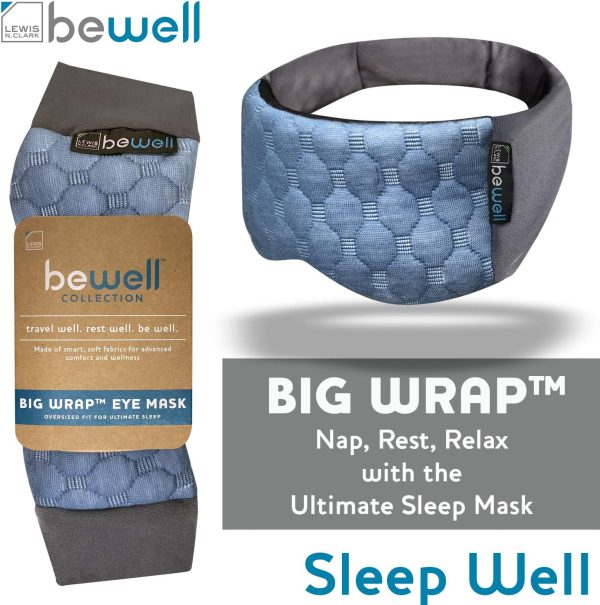 Lewis N. Clark Big Wrap Eye Mask to Block Light for Travel, Sleep Aid for Airplane, Hotel, Airport, Insomnia + Headache Relief, Blue - Image 7