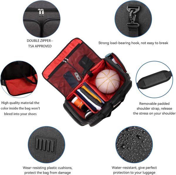 Sneaker Bag Travel Shoes Duffel Bag Men Women Gym Sport Luggage Duffle Carrying Case Bag Divider Adjustable Compartment Portable Soccer Athletic Shoes Carrier Heavy Duty Traveling Accessories - Image 5