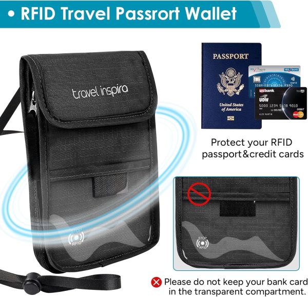 Premium Travel Neck Wallet with RFID Blocking and Travel Inflatable Neck Pillow - Image 6