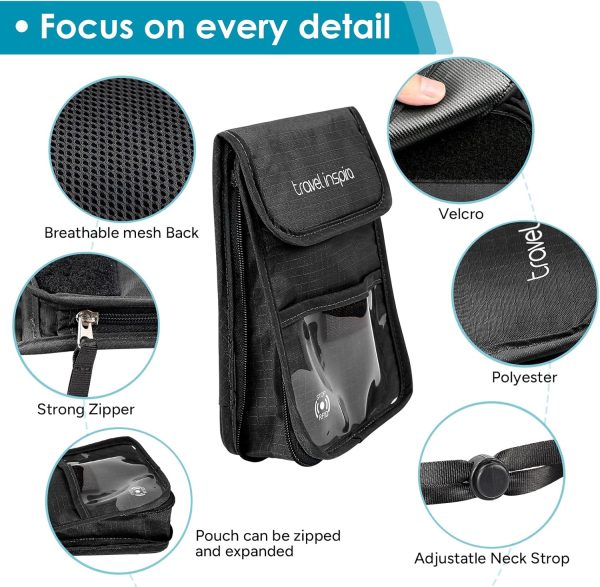 Premium Travel Neck Wallet with RFID Blocking and Travel Inflatable Neck Pillow - Image 8