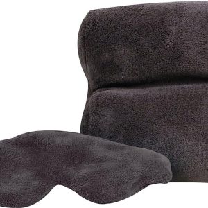 Travelon Luggage Ultra Fleece Travel Pillow And Eye Mask Set, Gray, Small