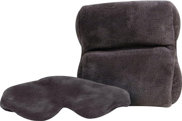 Travelon Luggage Ultra Fleece Travel Pillow And Eye Mask Set, Gray, Small