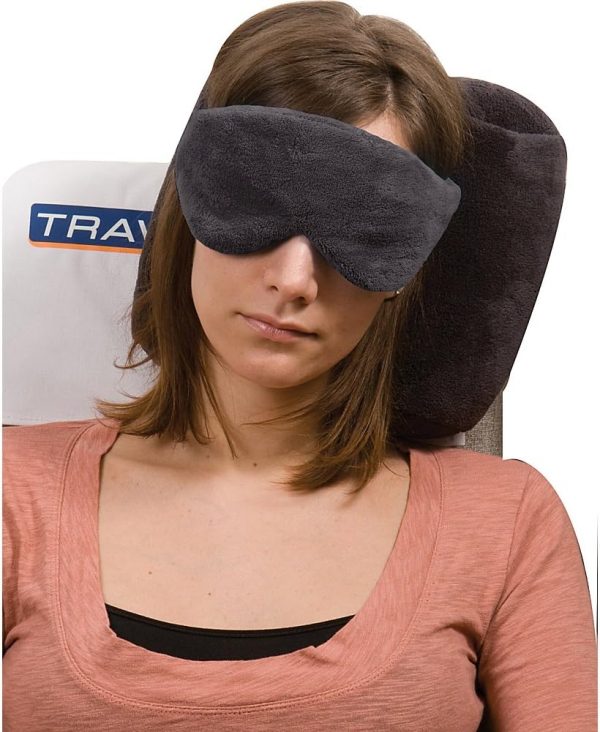 Travelon Luggage Ultra Fleece Travel Pillow And Eye Mask Set, Gray, Small - Image 2